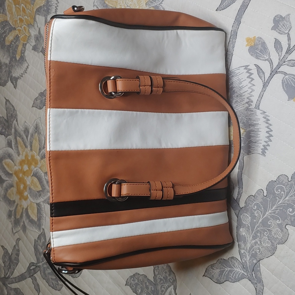 Cesca Satchel with Colorblocked Stripes